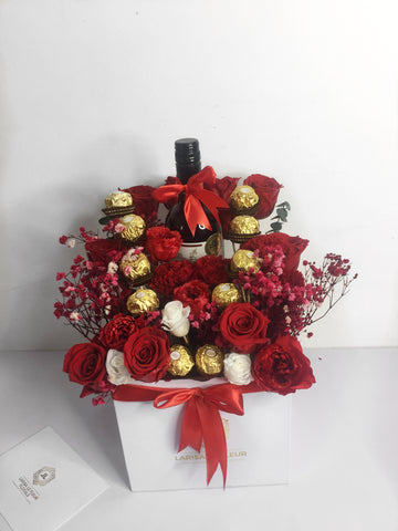 WINE, FERRERO ARRANGEMENT WITH CUSTOMIZED BALLON